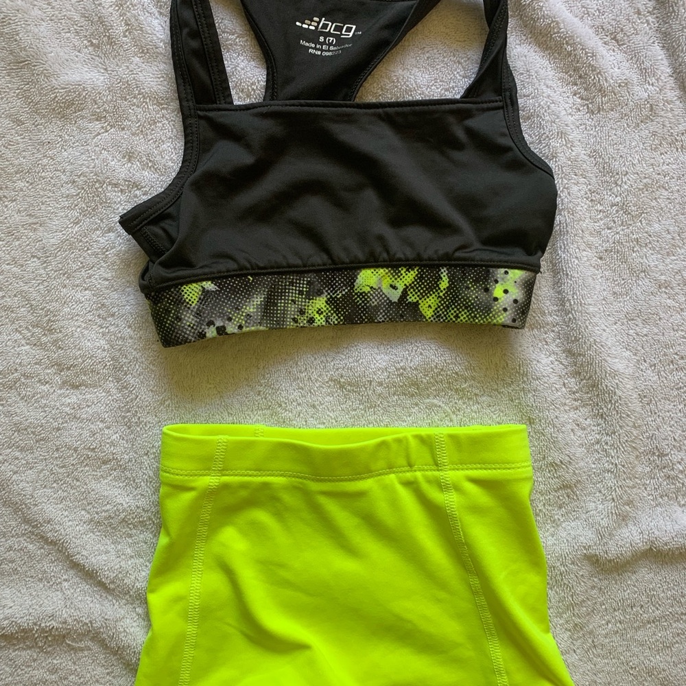 Girls athletic top and hot shorts